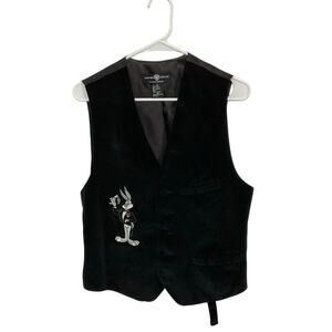 Vtg 90s Warner Bros Studio Looney Tunes Bugs Bunny Velvet Vest Men's Size Small